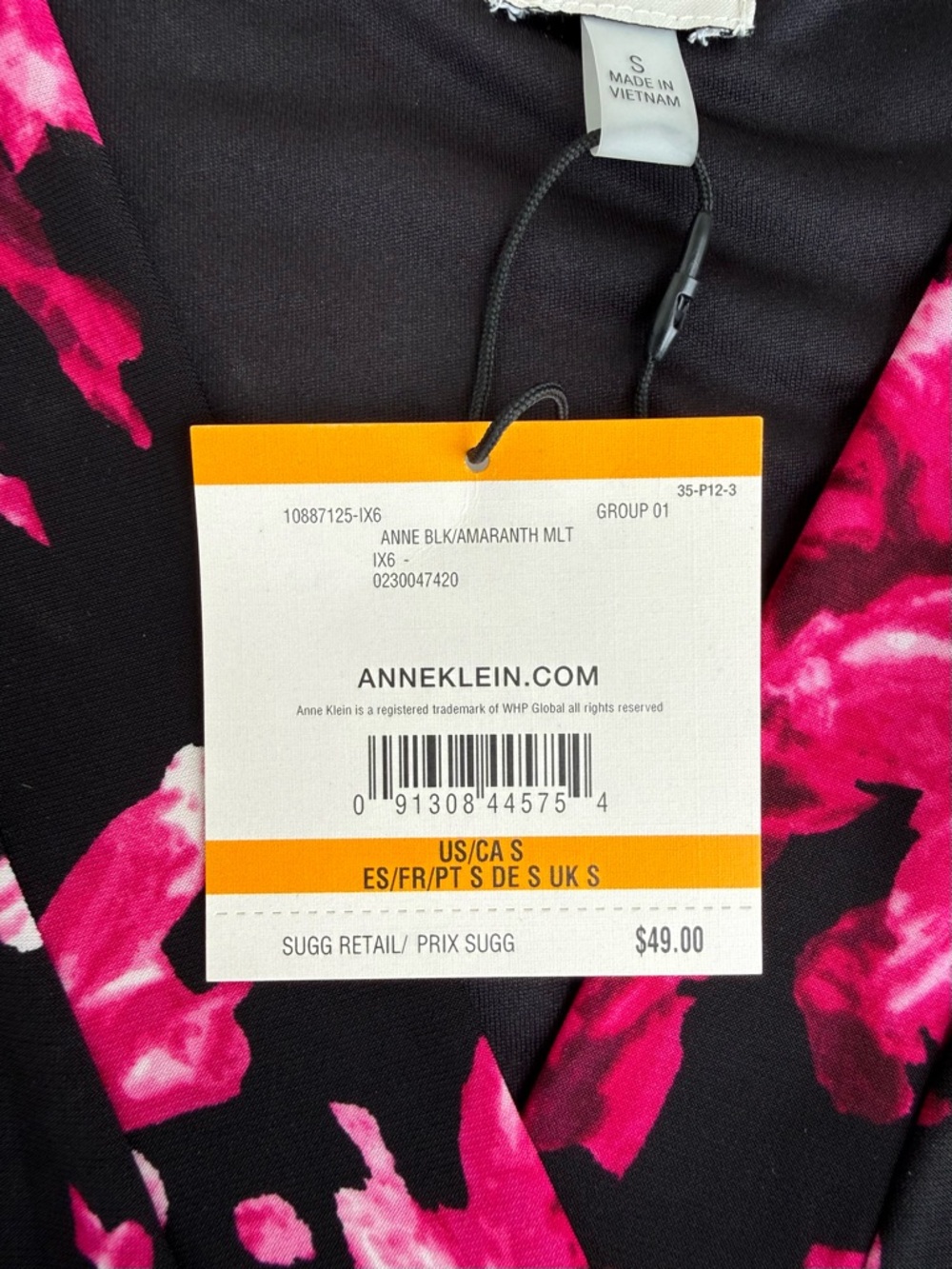 NEW Anne Klein Sleeveless Floral V-Neck Top Fuchsia Pink Black White Size Small - Picture 6 of 10